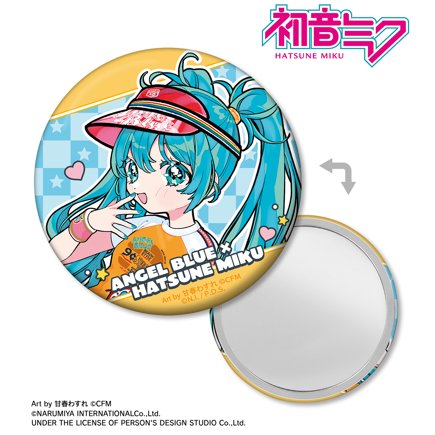 初音ミク_ANGEL BLUEコラボ 描き下ろし 初音ミク Art by 甘春わすれ 缶ミラー ver.B
