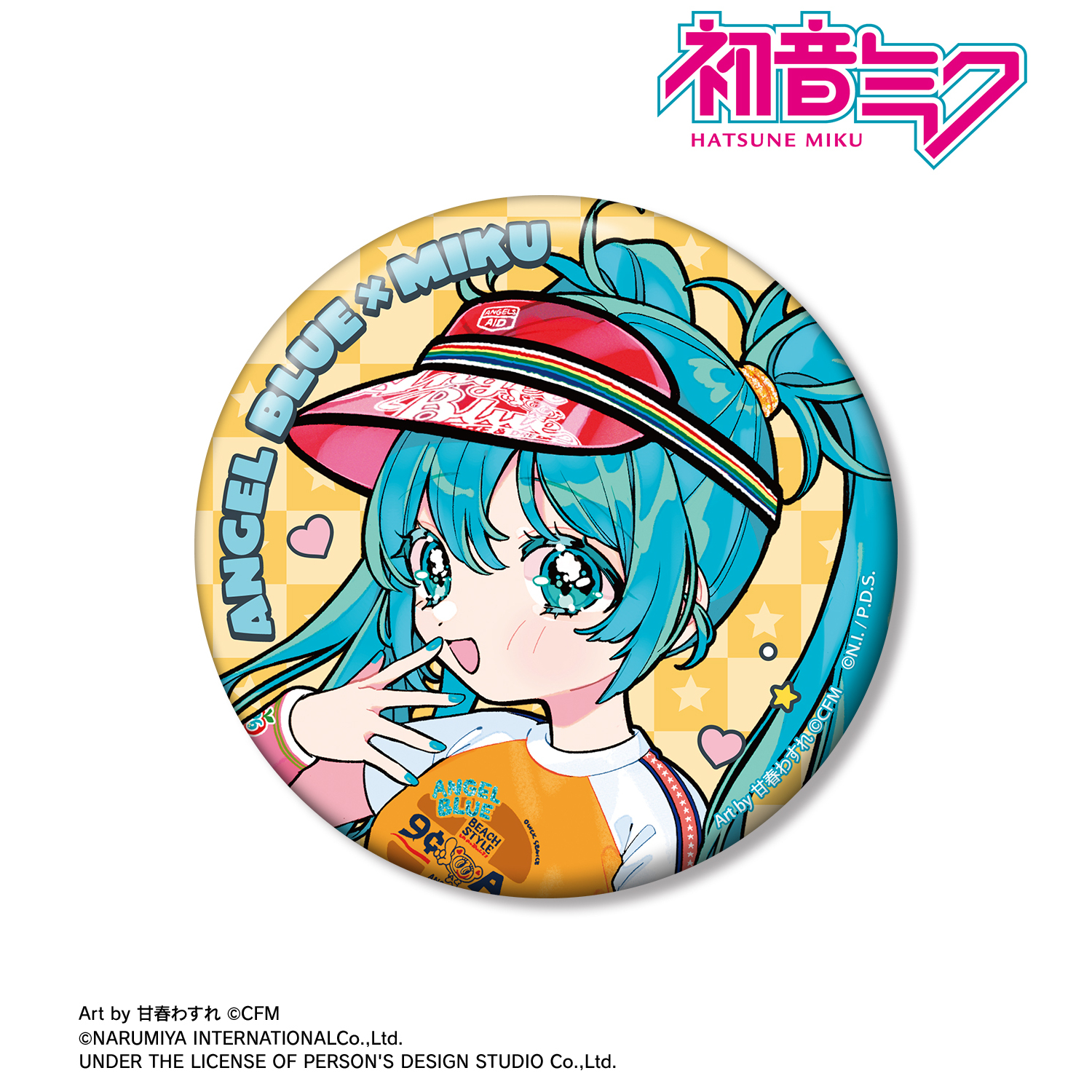 初音ミク_ANGEL BLUEコラボ 描き下ろし 初音ミク Art by 甘春わすれ 100mm缶バッジ ver.B