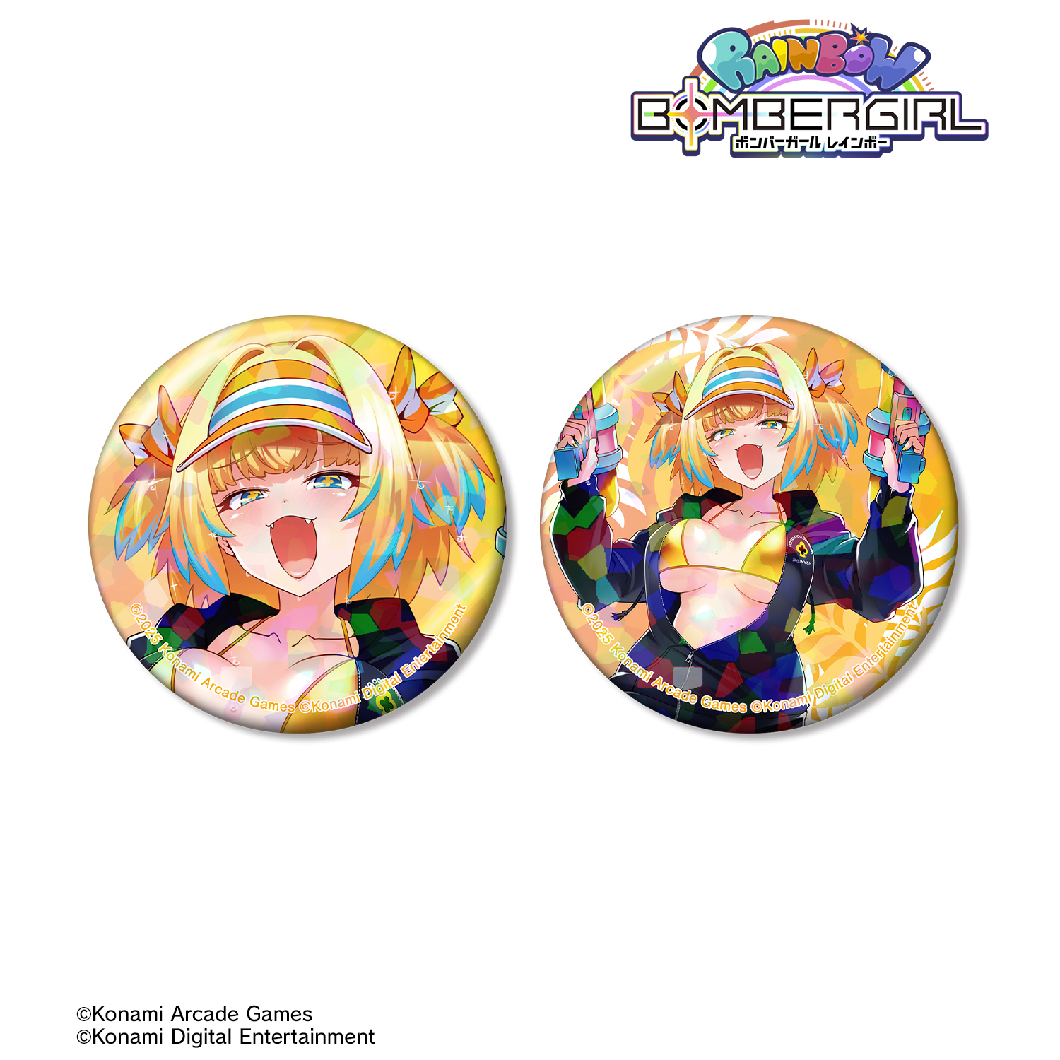 ボンバーガール レインボー_描き下ろし パイン 水着ver. ホログラム缶バッジ2個セット