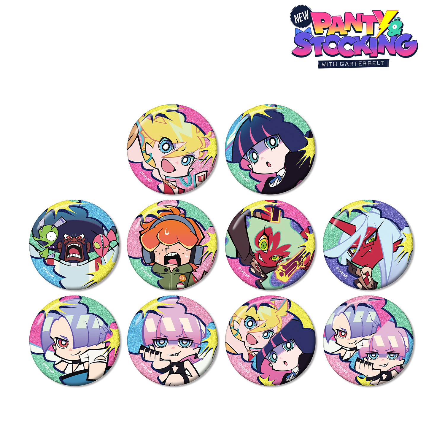 New PANTY ＆ STOCKING with GARTERBELT_トレーディンググリッター缶バッジ(単位/コンプリートBOX)【BOX/10パック入り】