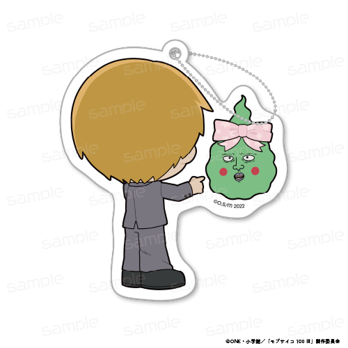 モブサイコ100 Ⅲ_蓄光アクリルキーホルダーwithエクボ【霊幻 新隆　リボン】