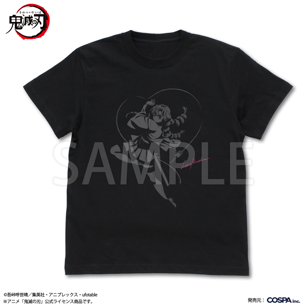 鬼滅の刃_Mサイズ_甘露寺蜜璃 恋の呼吸 Tシャツ/BLACK