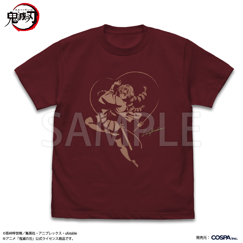 鬼滅の刃_XLサイズ_甘露寺蜜璃 恋の呼吸 Tシャツ/BURGUNDY