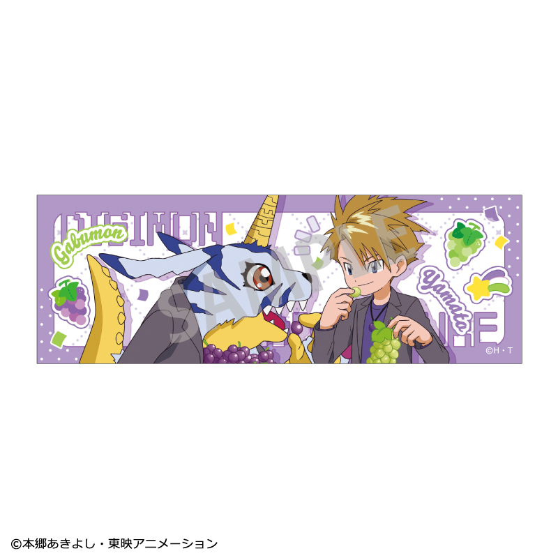 デジモンアドベンチャー_ロングスクエア缶バッジ　石田ヤマト＆ガブモン/フルーツパーティー