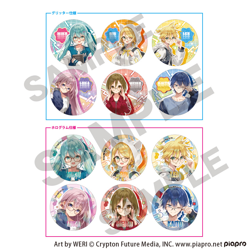 初音ミク_トレーディングきらホロ☆MIX缶バッジ　メガネスタイル　【コンプリートBOX／12個入り】