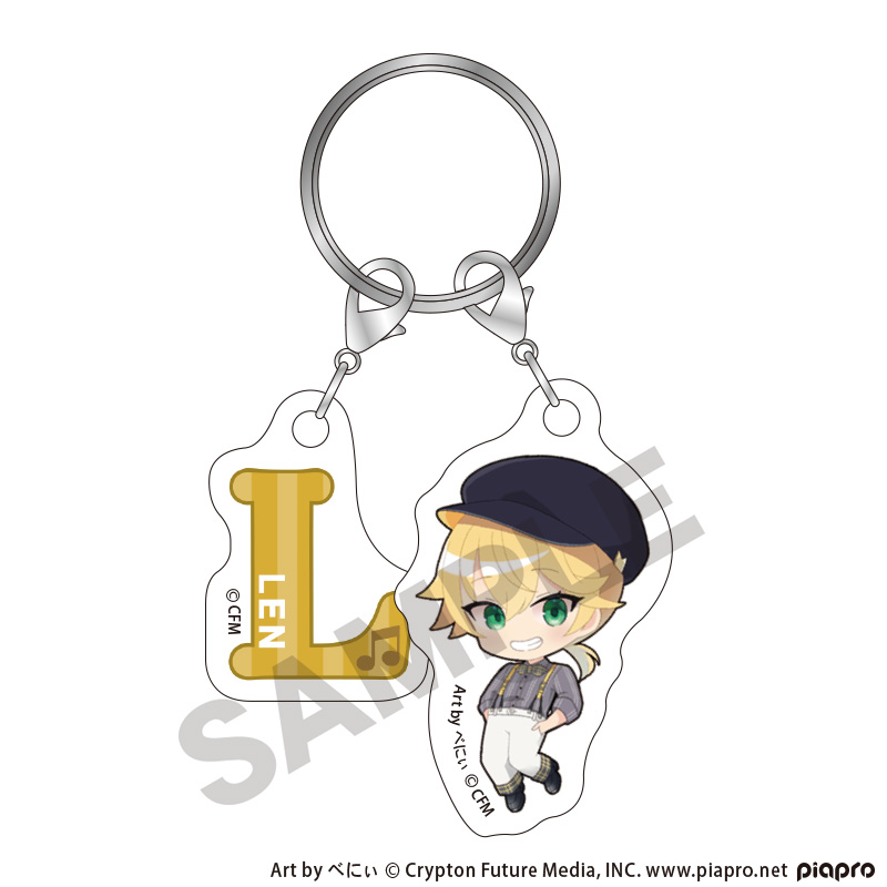 初音ミク_ちび2連イニシャルキーチェーン　鏡音レン　クラシカルレトロミニキャラ