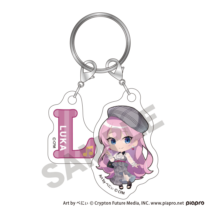 初音ミク_ちび2連イニシャルキーチェーン　巡音ルカ　クラシカルレトロミニキャラ
