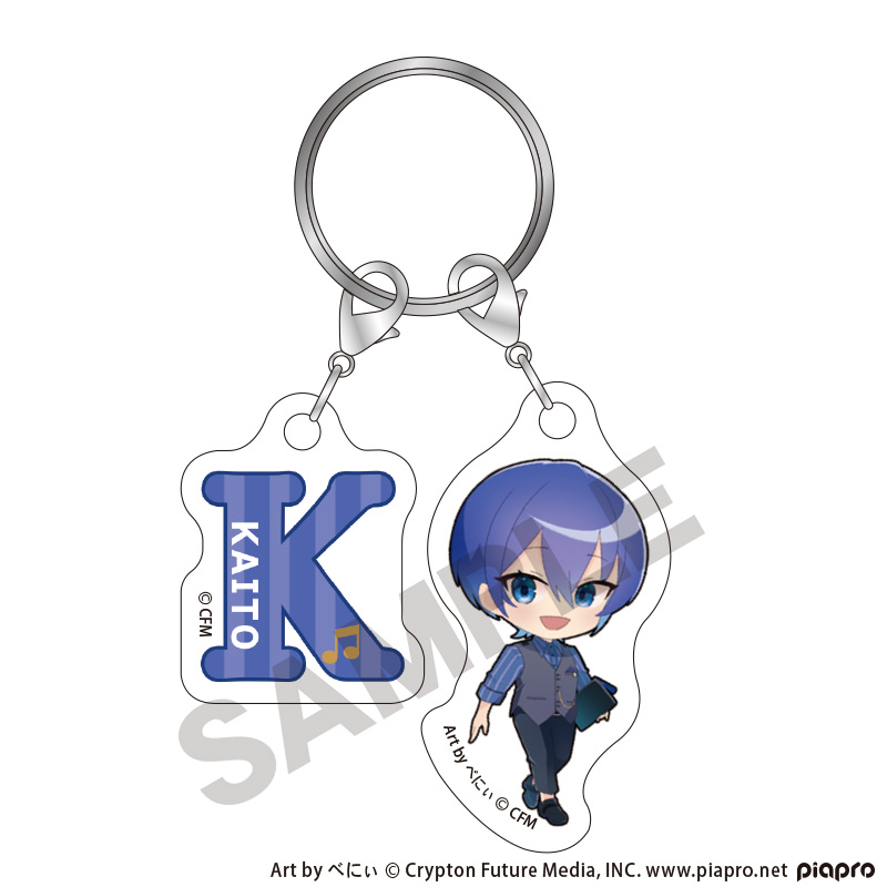 初音ミク_ちび2連イニシャルキーチェーン　KAITO　クラシカルレトロミニキャラ