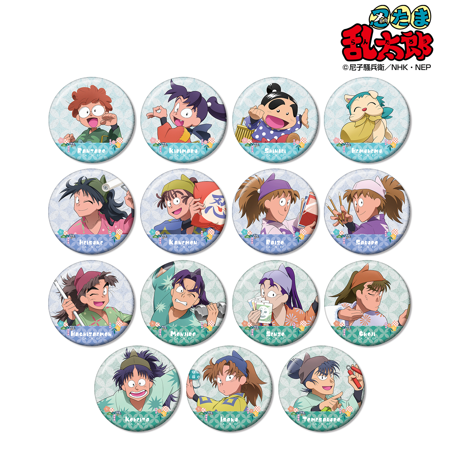 忍たま乱太郎_描き下ろし みんなで商いver. トレーディンググリッター缶バッジ(単位/コンプリートBOX)【BOX／15個入り】