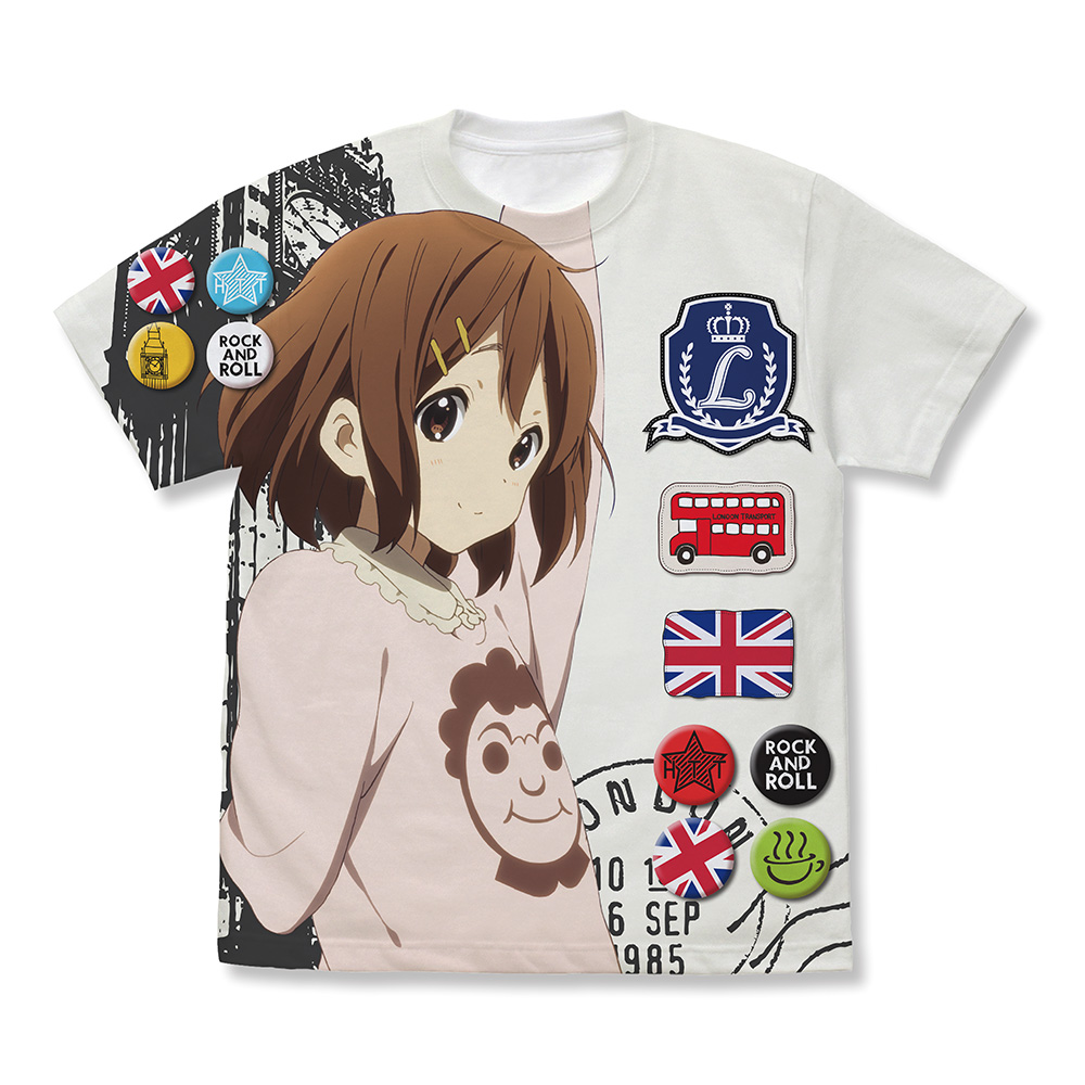 けいおん!_Lサイズ_平沢唯 フルグラフィックTシャツ the UK Ver./WHITE