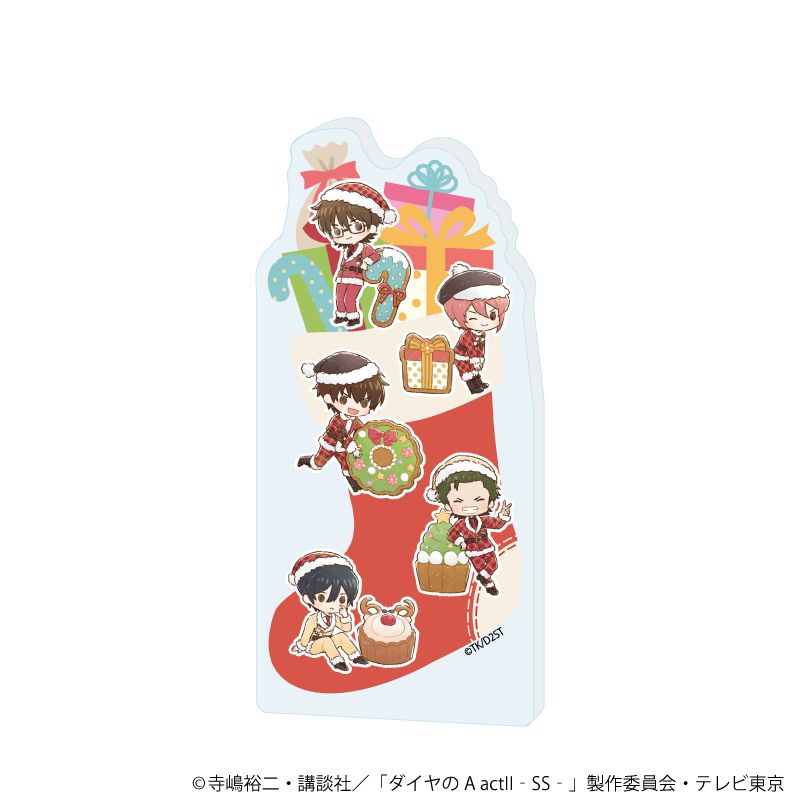 ダイヤのA actⅡ -Second Season- _ミニアクリルブロック01/クリスマスver. 靴下モチーフ(グラフアートイラスト)