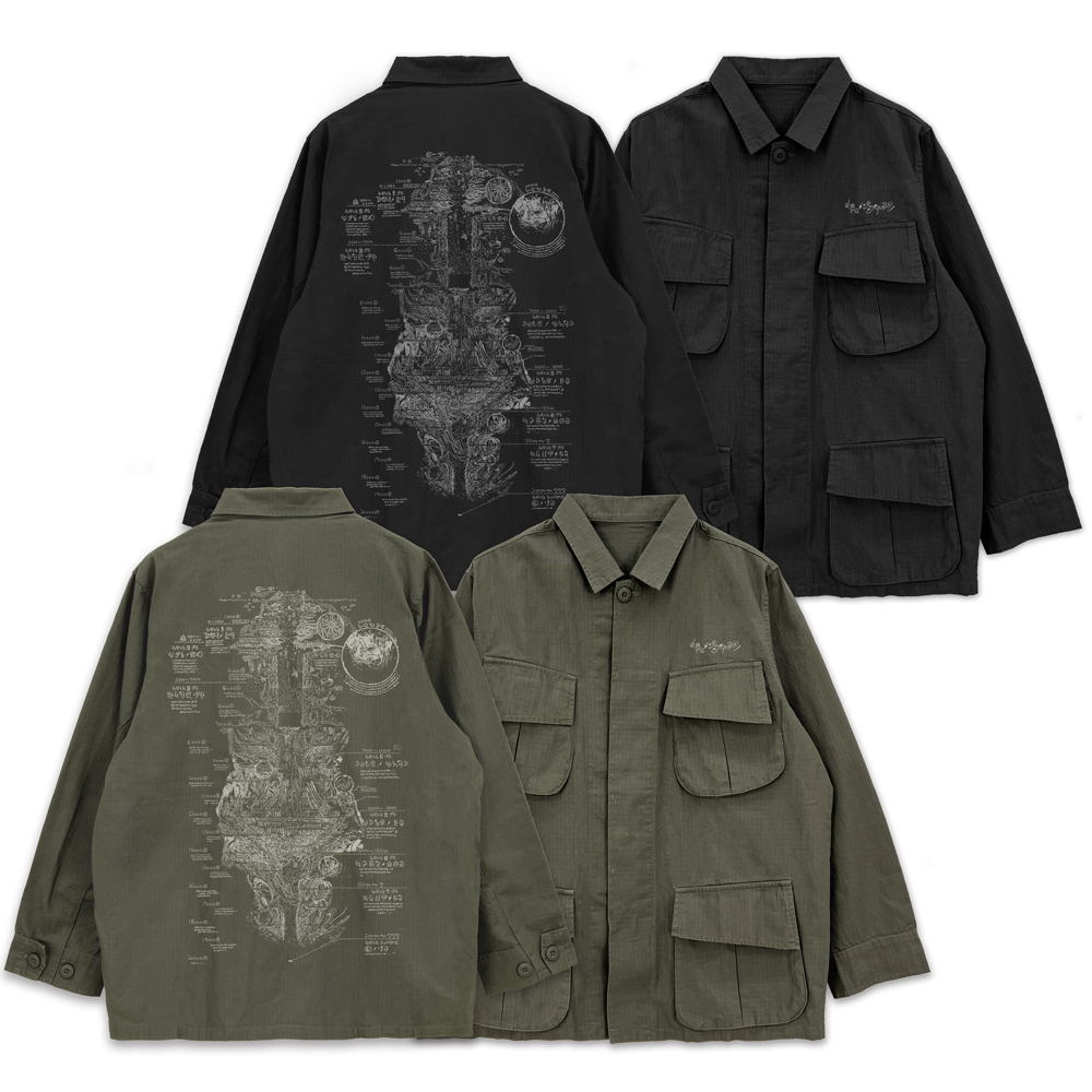 メイドインアビス 烈日の黄金郷_XLサイズ_アビス地図 ファティーグジャケット Ver.2.0/BLACK