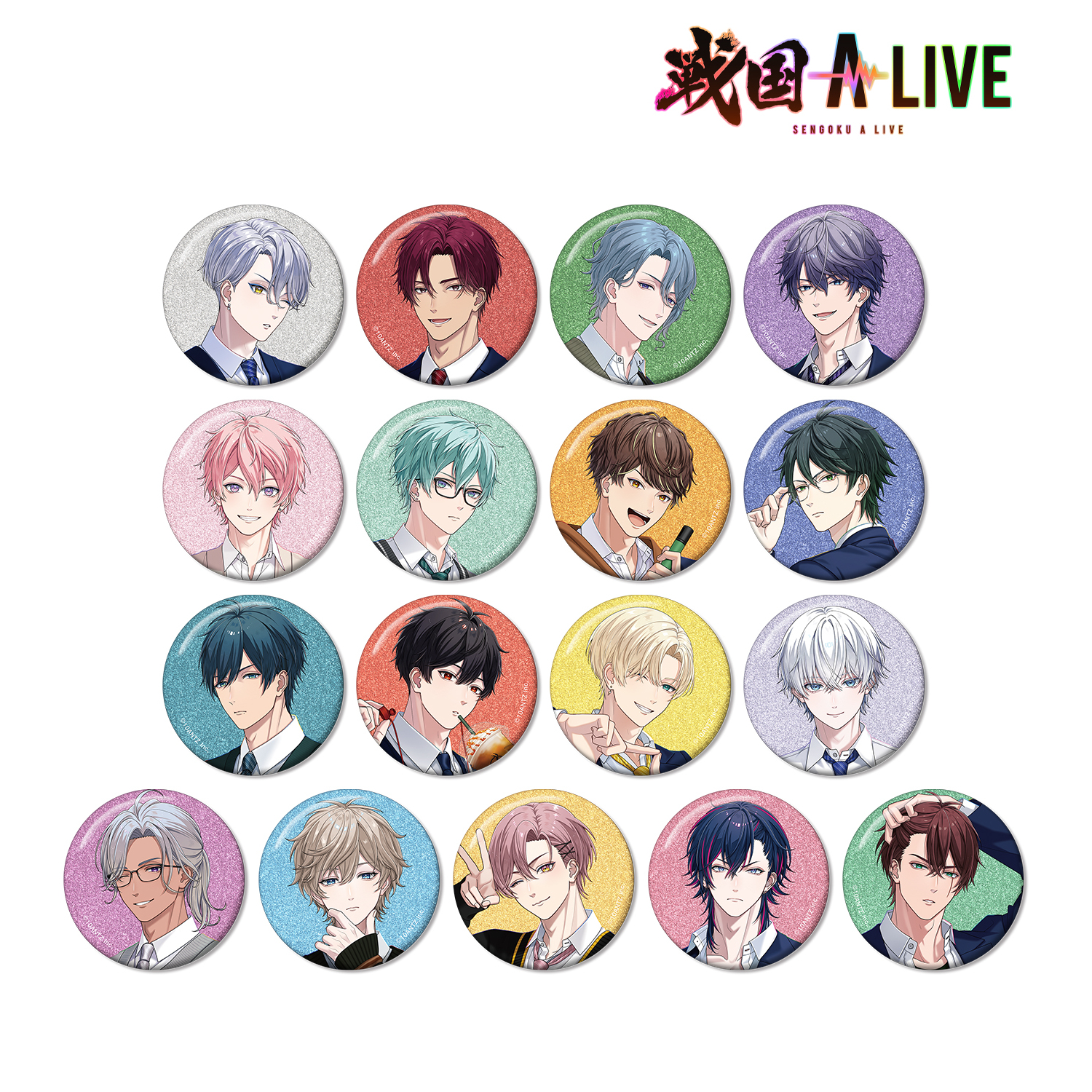 戦国 A LIVE_学生服ver. トレーディンググリッター缶バッジ(単位/コンプリートBOX)【BOX/17パック入り】