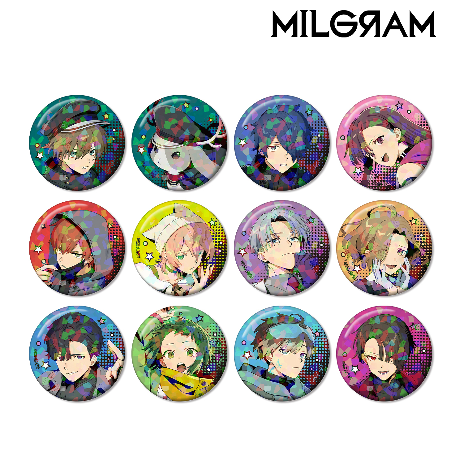MILGRAM -ミルグラム-_描き下ろし アメコミ風ver. トレーディングホログラム缶バッジ(単位/コンプリートBOX)【BOX/12パック入り】