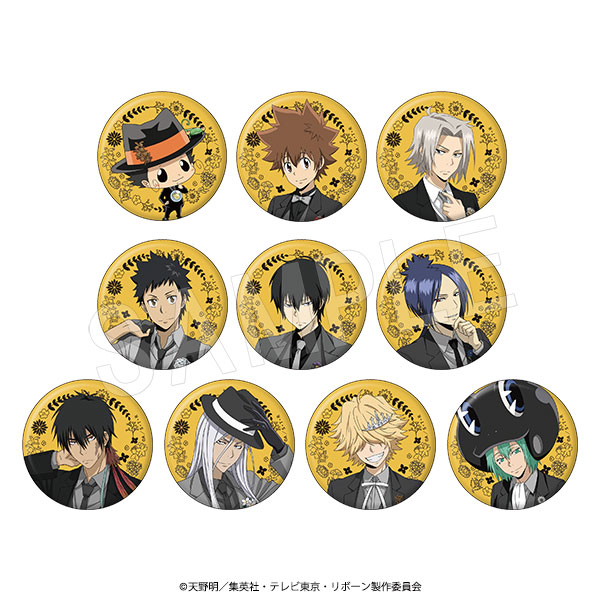 家庭教師ヒットマンREBORN!_トレーディンググリッター缶バッジ 黒スーツVer.【OPP/10個入り】