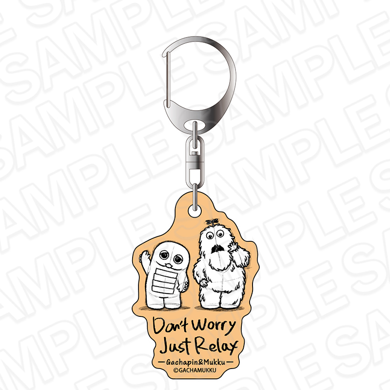 ガチャピン・ムック_ラメアクリルキーホルダー Don't Worry Just Relax college ver.