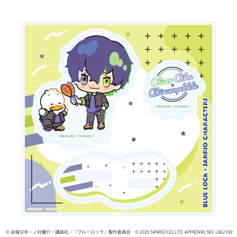 ブルーロック×サンリオキャラクターズ_アクリルスタンドプレート10/オリヴァ・愛空×あひるのペックル(コラボイラスト)