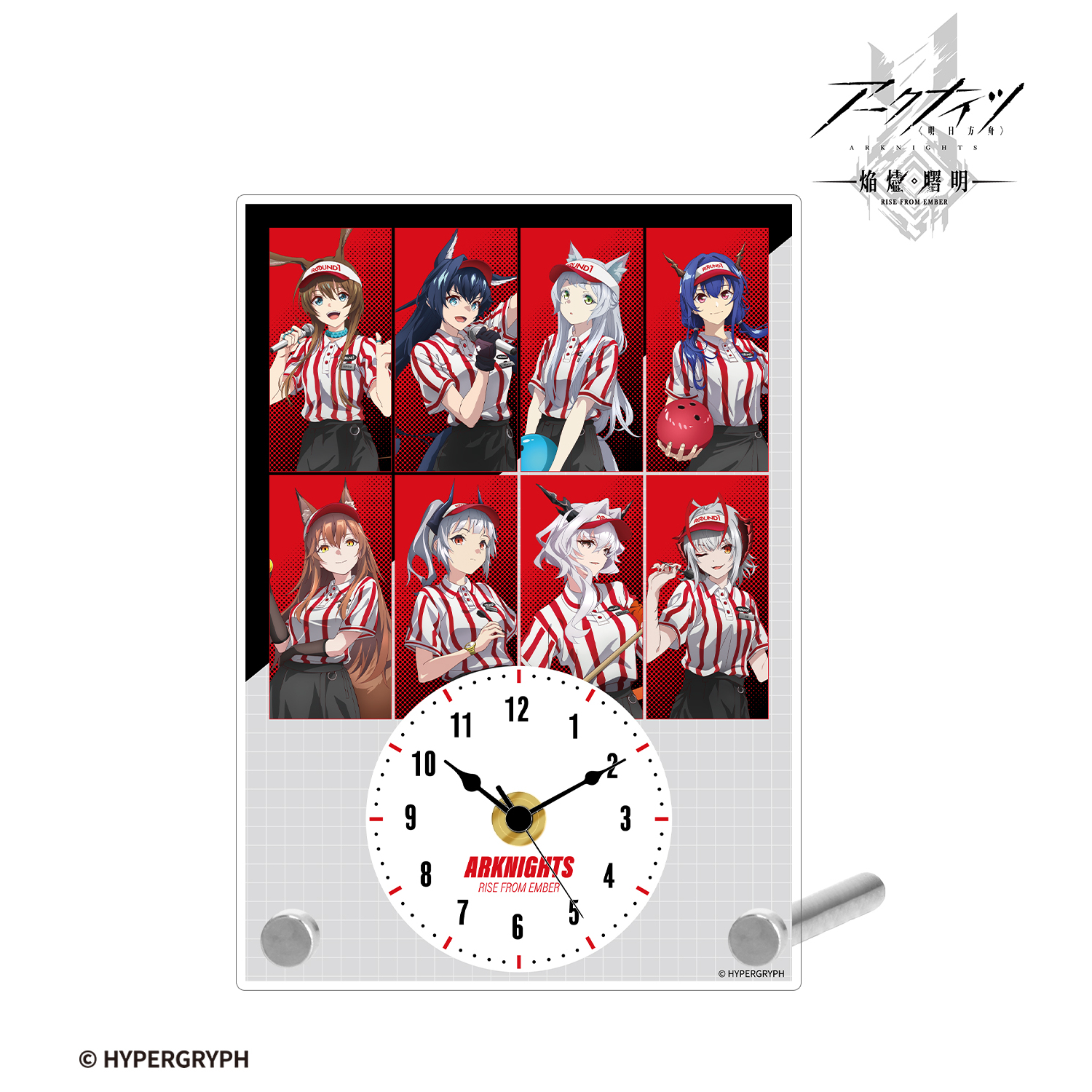 アークナイツ【焔燼曙明/RISE FROM EMBER】_描き下ろし 集合 アクティビティスタッフver. アクリルスタンド時計