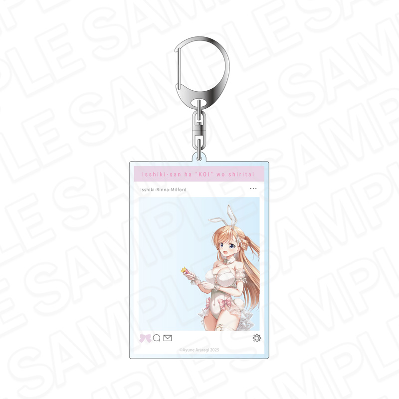 一式さんは恋を知りたい。_SNS風アクリルキーホルダー 一式リンナミルフォード お祝いバニー ver.