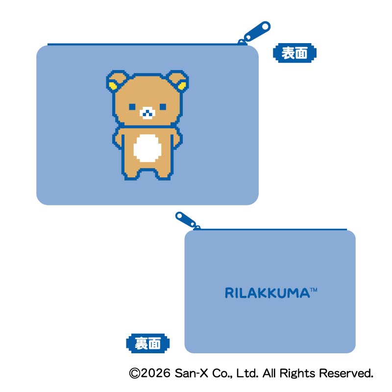 リラックマ_ゲーミングリラックマ モフモフフラットポーチ A:リラックマ