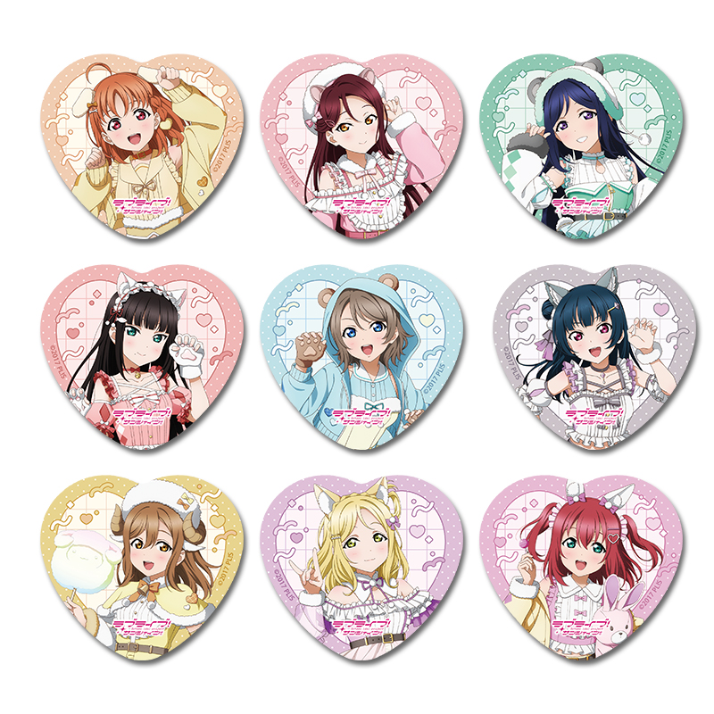 ラブライブ！サンシャイン!!_描き下ろし トレーディングハート型缶バッジ アニマル衣装　【BOX／9個入り】