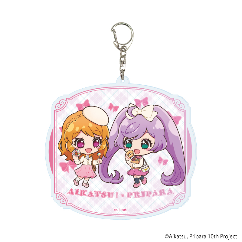 アイカツ！×プリパラ THE MOVIE -出会いのキセキ！-_デカアクリルキーホルダー01/あかり＆らぁら(ミニキャライラスト)