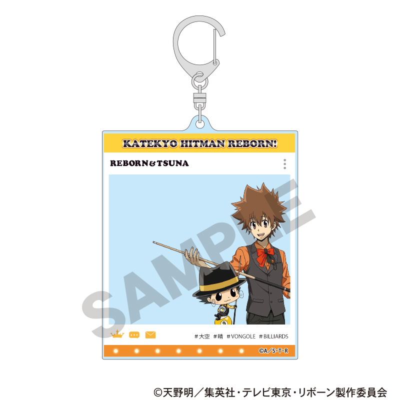 家庭教師ヒットマンREBORN!_SNS風アクリルキーホルダー リボーン&沢田綱吉 ビリヤード