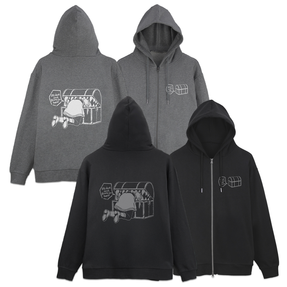 葬送のフリーレン_Lサイズ_ミミックに食べられるフリーレン ジップパーカー/MIX GRAY