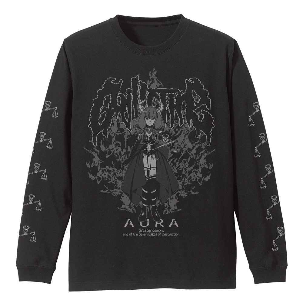葬送のフリーレン_XLサイズ_アウラ 袖リブロングスリーブTシャツ/BLACK