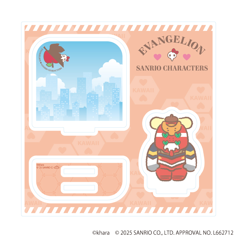 エヴァンゲリオン×サンリオキャラクターズ_アクリルスタンドプレート03/2号機×ポムポムプリン(コラボイラスト)
