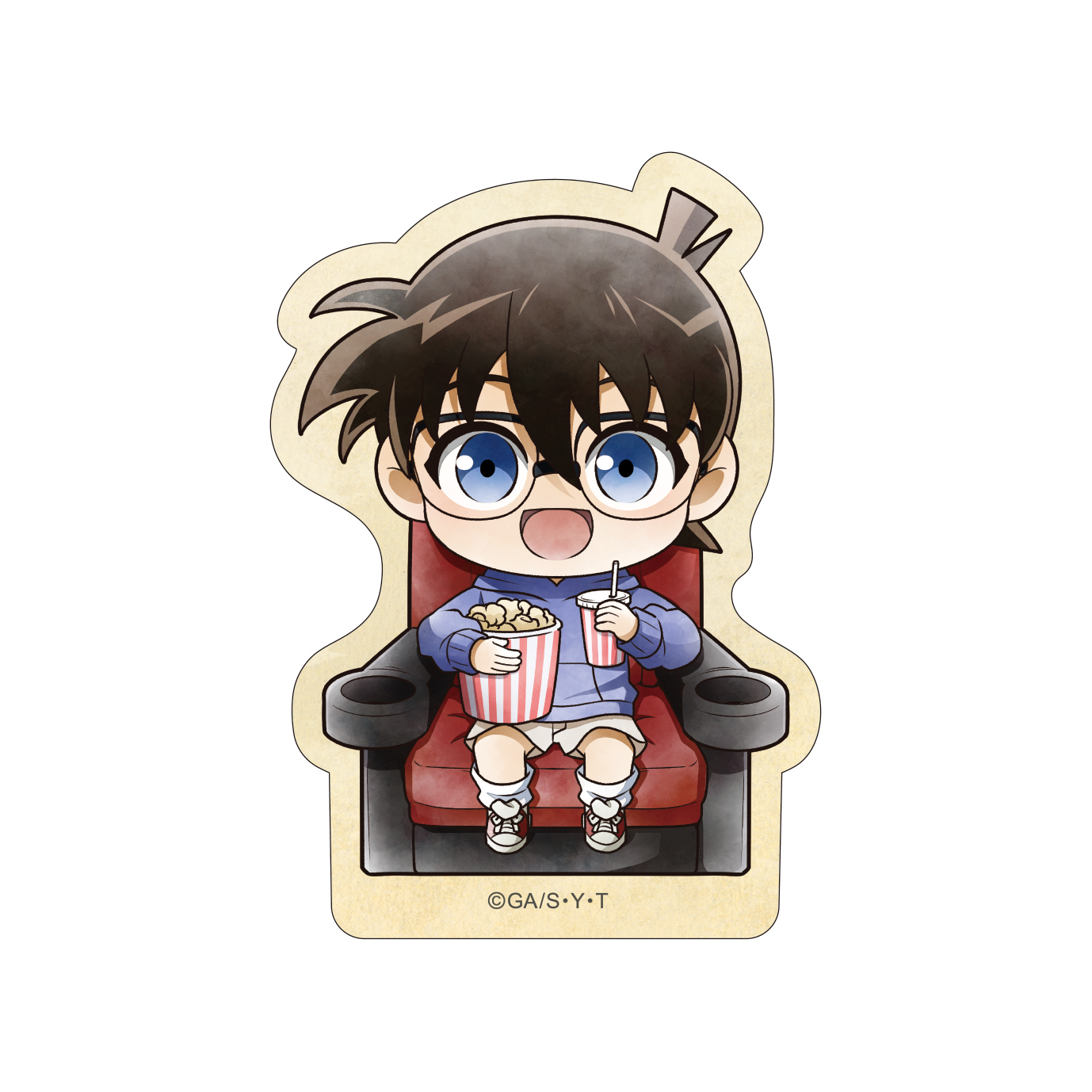 名探偵コナン_ステッカー　江戸川コナン　ミニキャラ　映画鑑賞