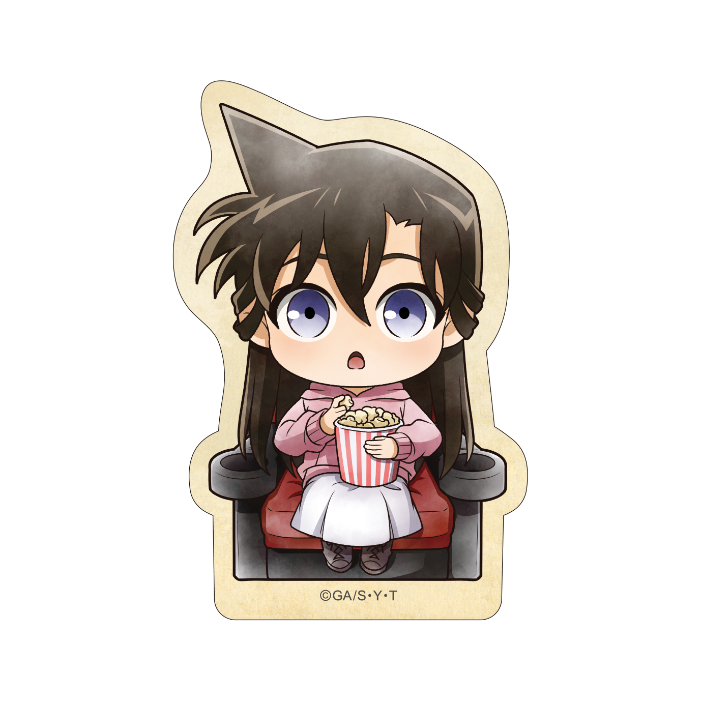 名探偵コナン_ステッカー　毛利蘭　ミニキャラ　映画鑑賞