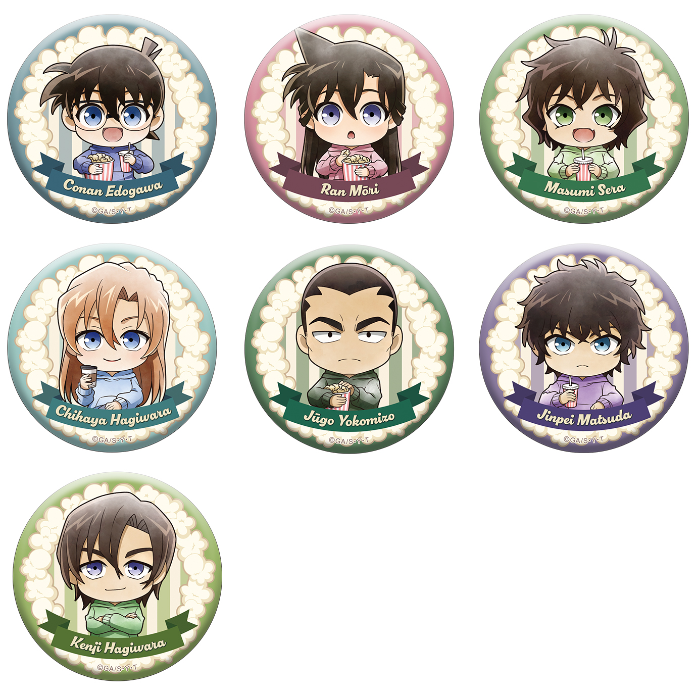 名探偵コナン_缶バッジコレクション　ミニキャラ　映画鑑賞　【BOX／7個入り】