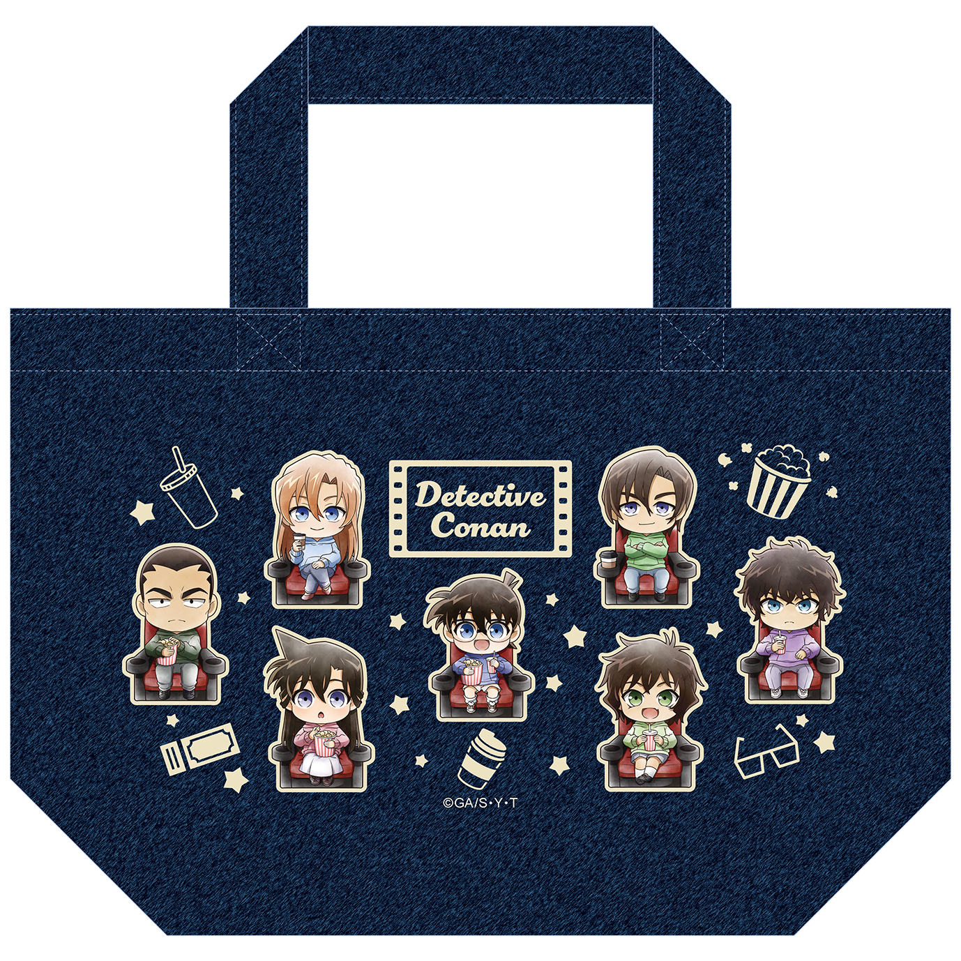 名探偵コナン_デニムランチトート　ミニキャラ　映画鑑賞