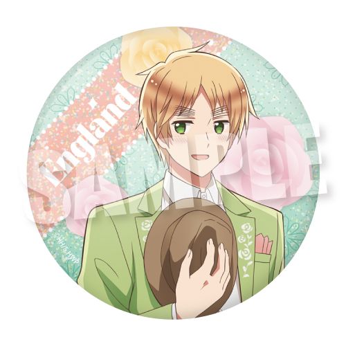 ヘタリア　イギリス　缶バッジ　フラワーパレード ヘタリア World☆Stars_BIGホログラム缶バッジ パステルフラワーコーデ