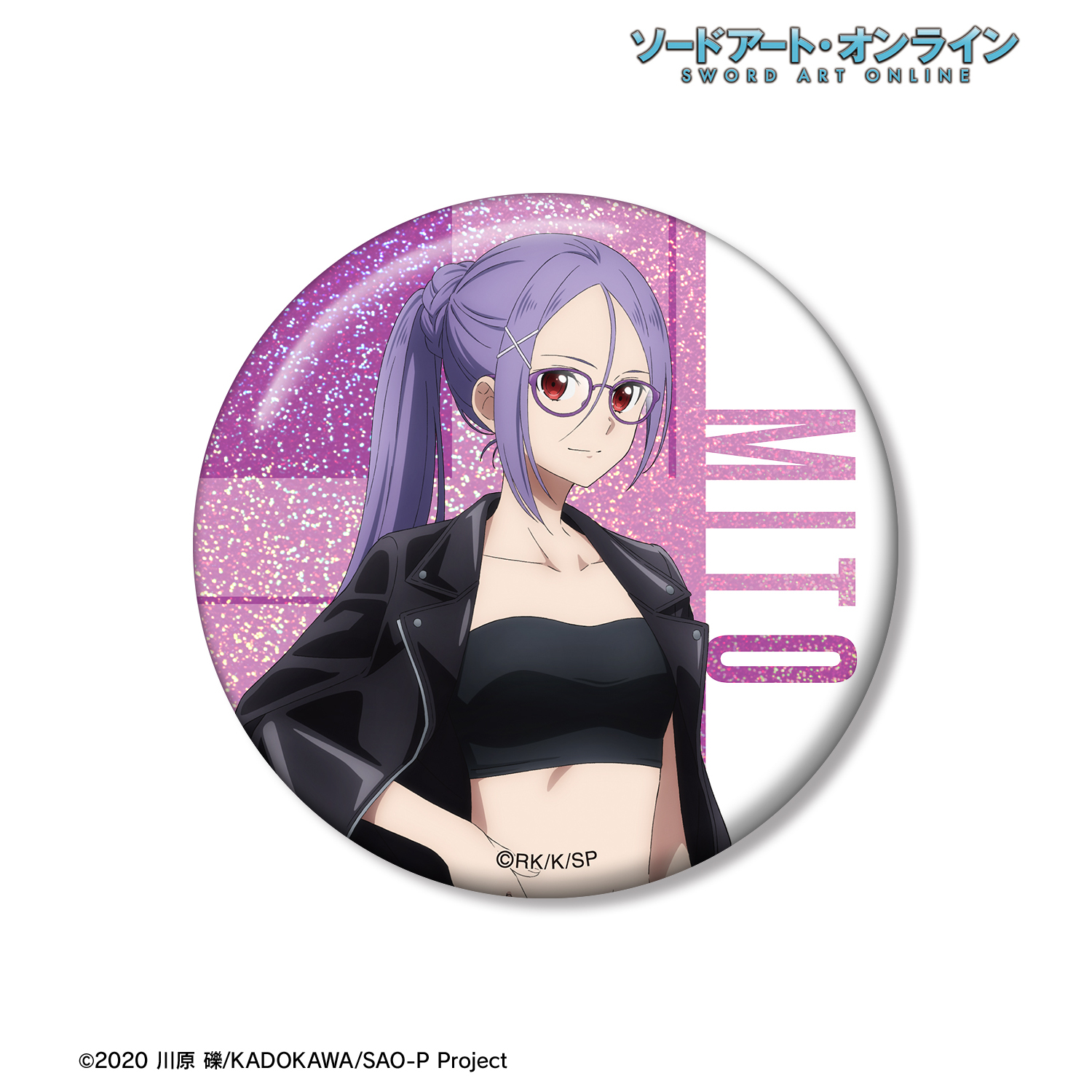 ソードアート・オンライン_描き下ろし ミト ライダースジャケットver. 75mmホログラム缶バッジ