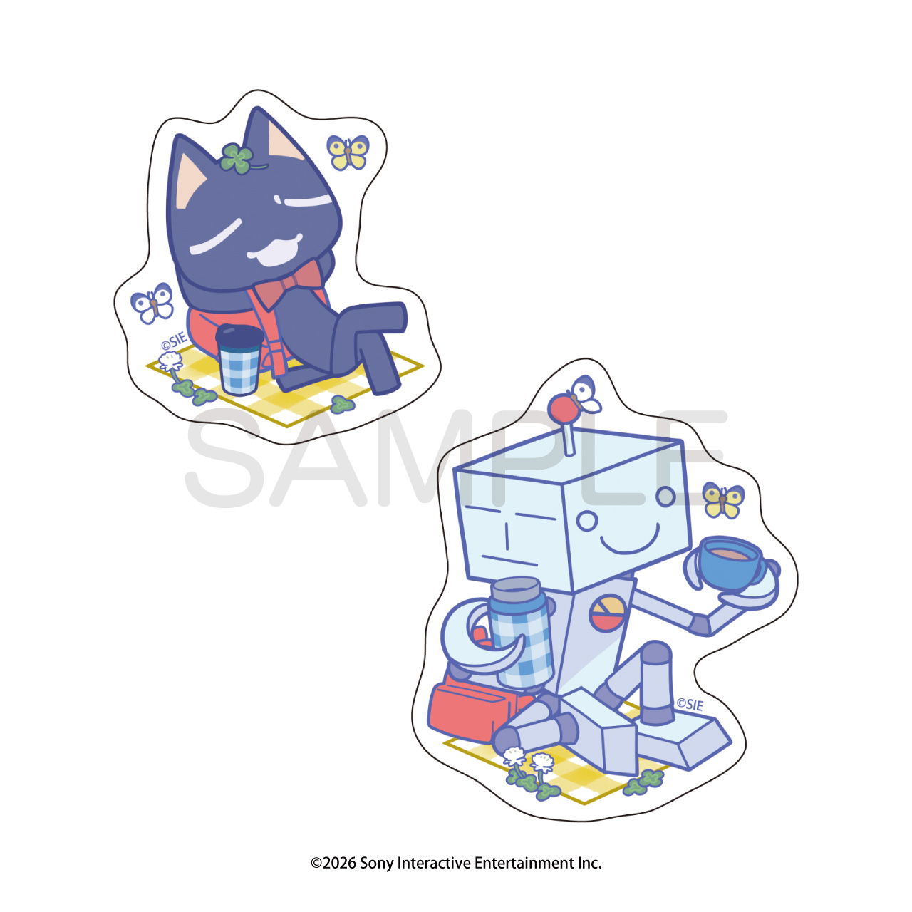 どこでもいっしょ_ピクニックでもいっしょ ダイカットステッカー <クロ&スズキ> 