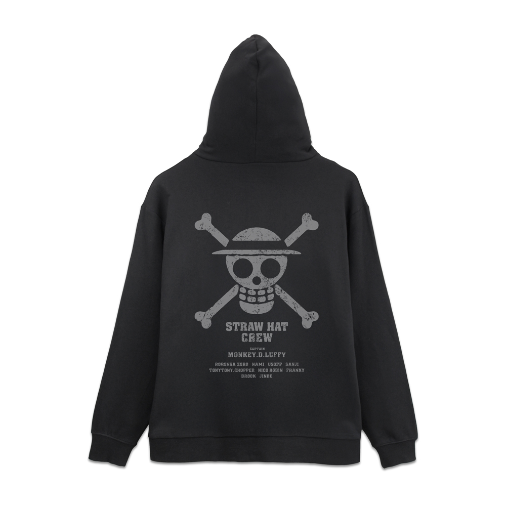 ワンピース_Mサイズ_麦わらの一味 ジップパーカー/BLACK