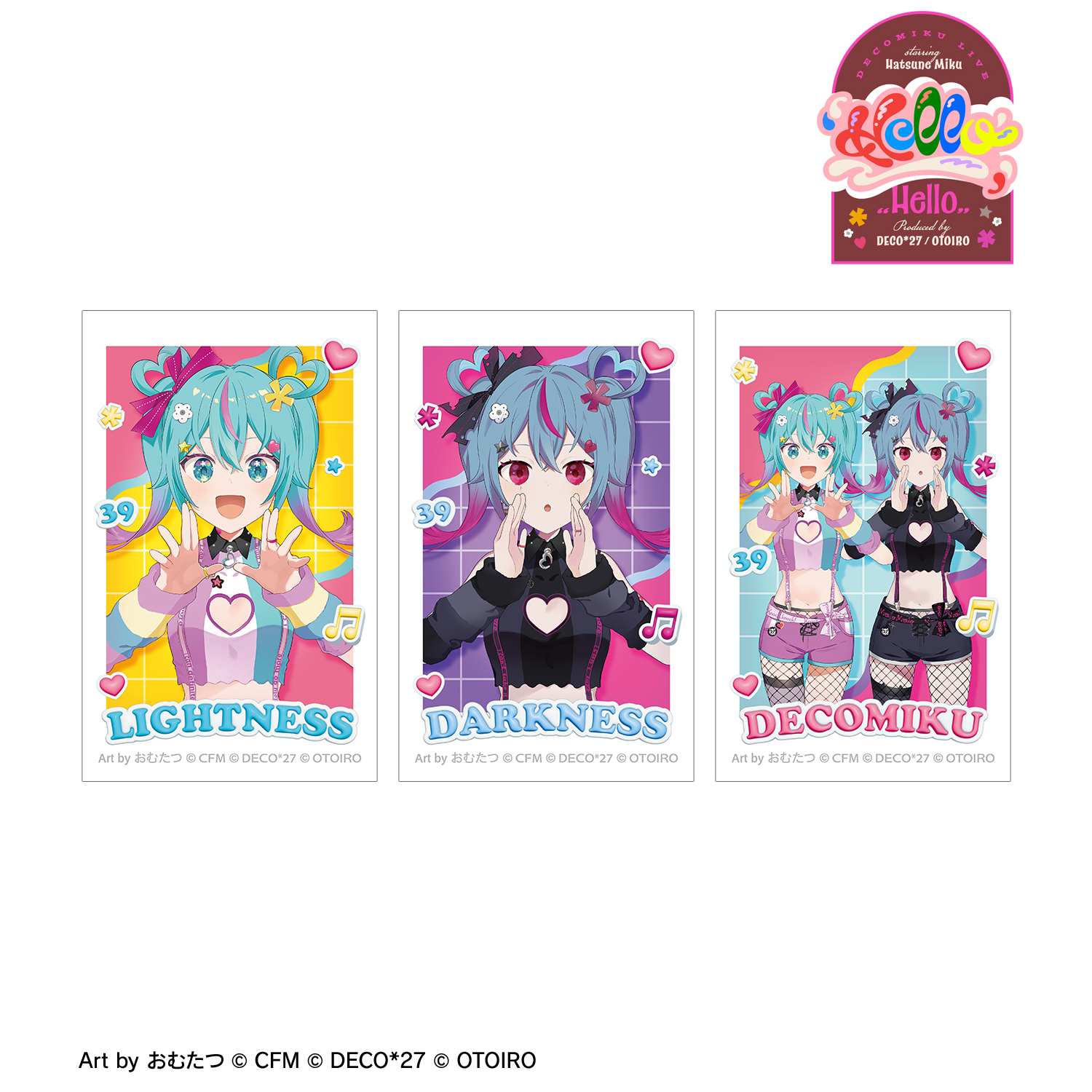 デコミクLIVE starring 初音ミク『Hello』Produced by DECO*27 / OTOIRO_デコミク Art by おむたつ インスタントカメラ風イラストカード3枚セット ver.A