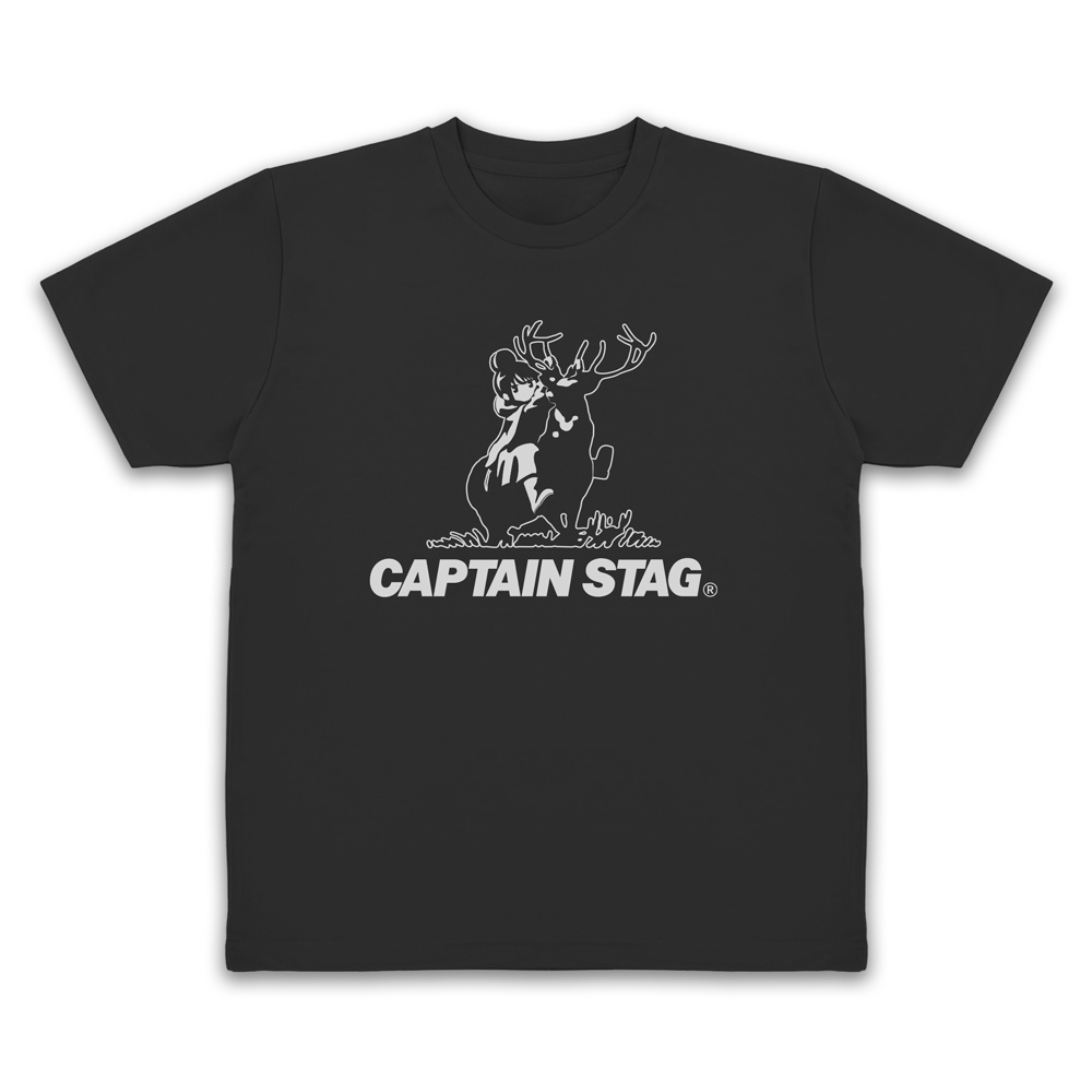 ゆるキャン△× キャプテンスタッグ_Lサイズ_ドライTシャツ/BLACK
