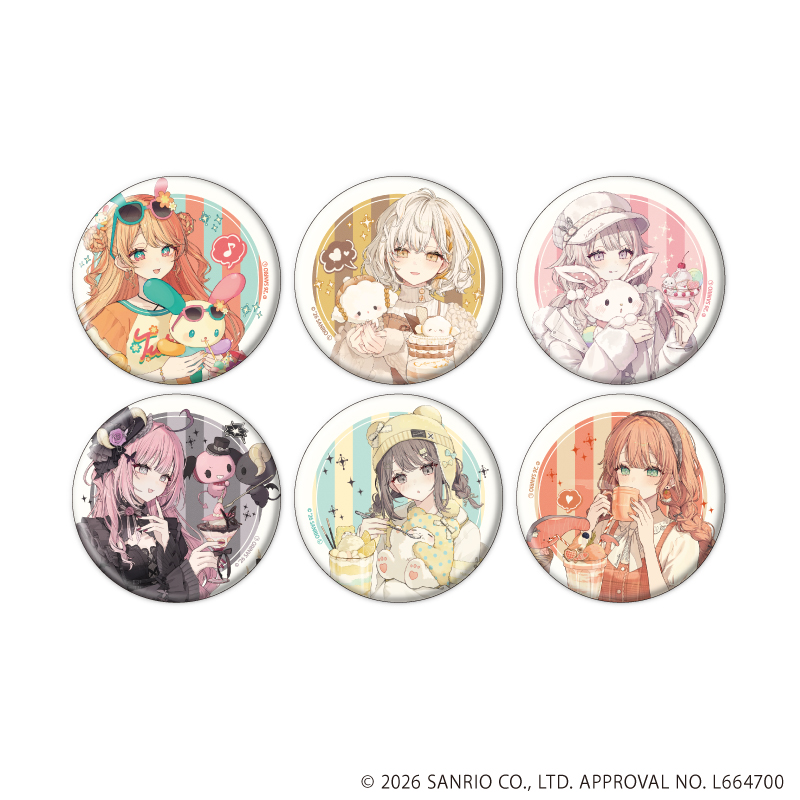 赤倉×サンリオキャラクターズ_缶バッジ06/コンプリートセット(全6種)(コラボイラスト)【コンプリートセット/6個入り】