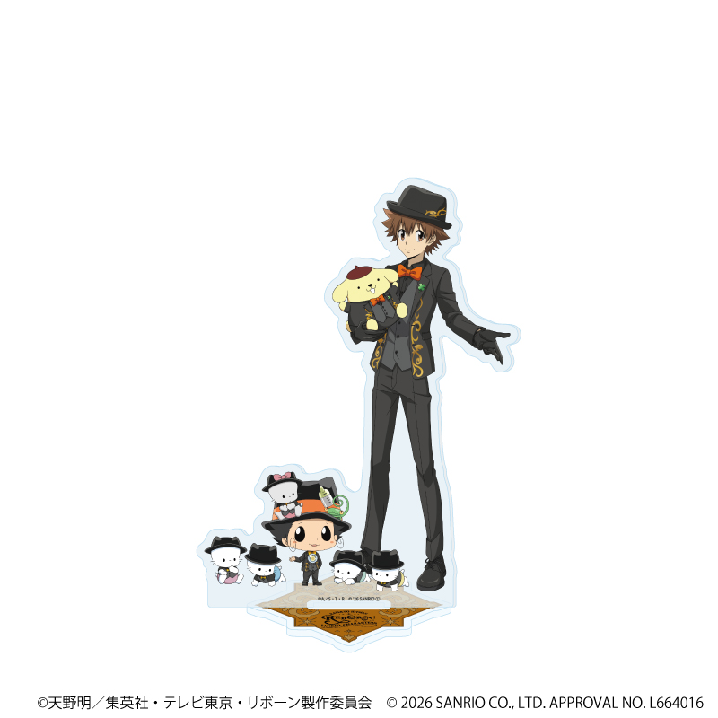 家庭教師ヒットマンREBORN!×SANRIO CHARACTERS_ホログラムアクリルスタンド01/リボーン×ニャニィニュニェニョン＆沢田綱吉×ポムポムプリン