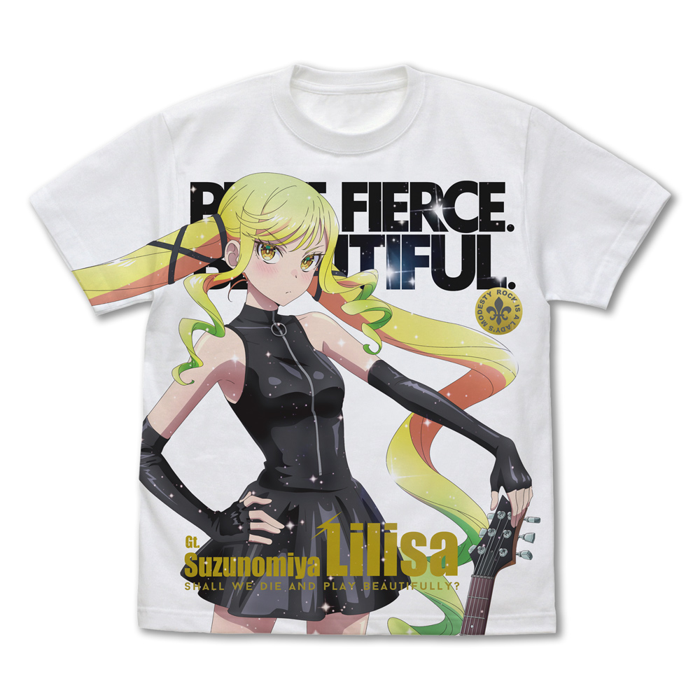 ロックは淑女の嗜みでして_Lサイズ_描き下ろし 鈴ノ宮りりさ フルグラフィックTシャツ ボンテージコスチューム/WHITE