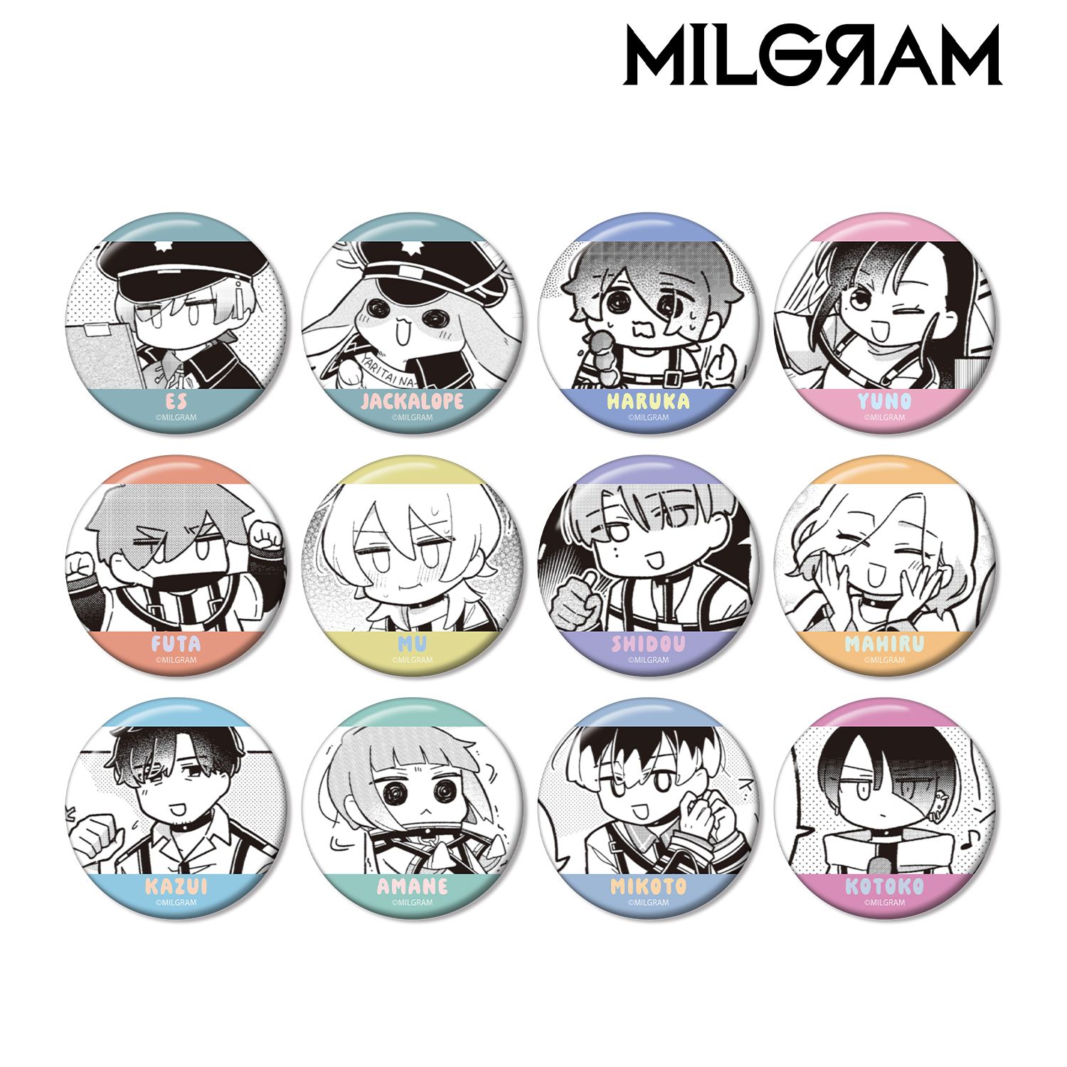 MILGRAM -ミルグラム-_トレーディング ミニグラム コマ缶バッジ(単位/コンプリートBOX) 【BOX/12パック入り】