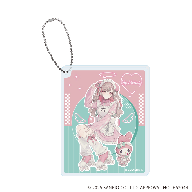赤倉×サンリオキャラクターズ_アクリルブロックキーホルダー01/マイメロディ(コラボイラスト)