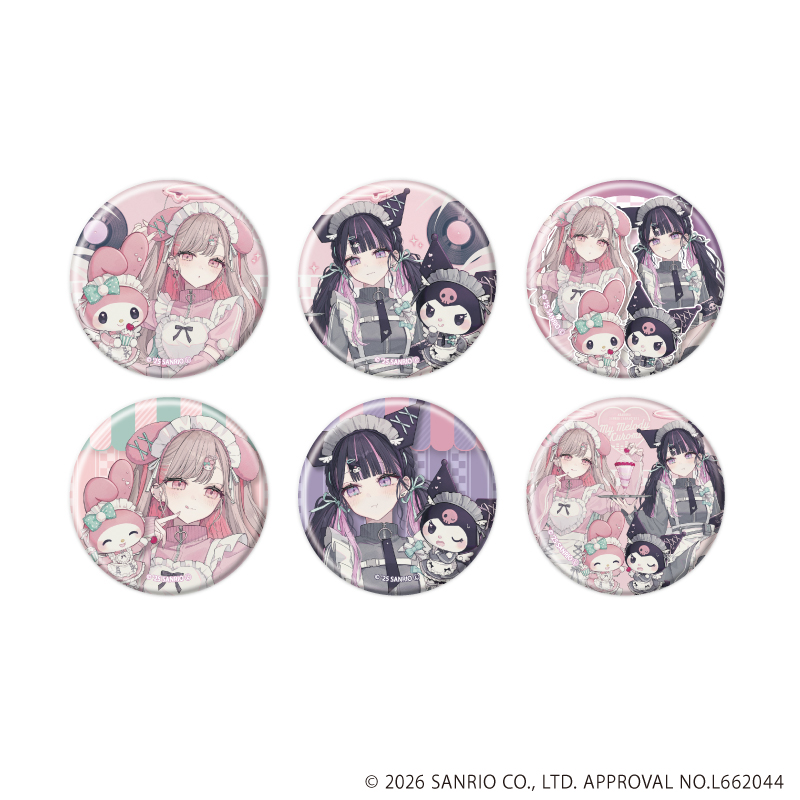 赤倉×サンリオキャラクターズ_缶バッジ05/マイメロディ&クロミver. コンプリートセット(全6種)(コラボイラスト)【コンプリートセット/6個入り】