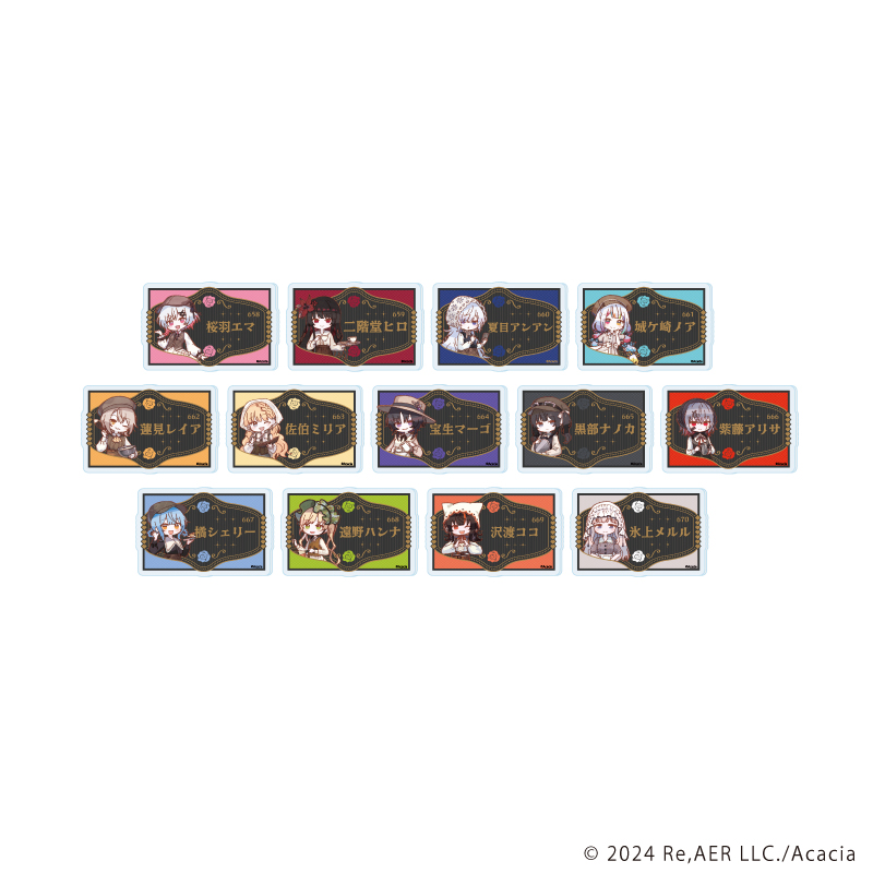 魔法少女ノ魔女裁判_アクリルプレートバッジ01/カフェ店員ver. コンプリートセット(全13種)(レトロアートイラスト)【コンプリートセット/13個入り】