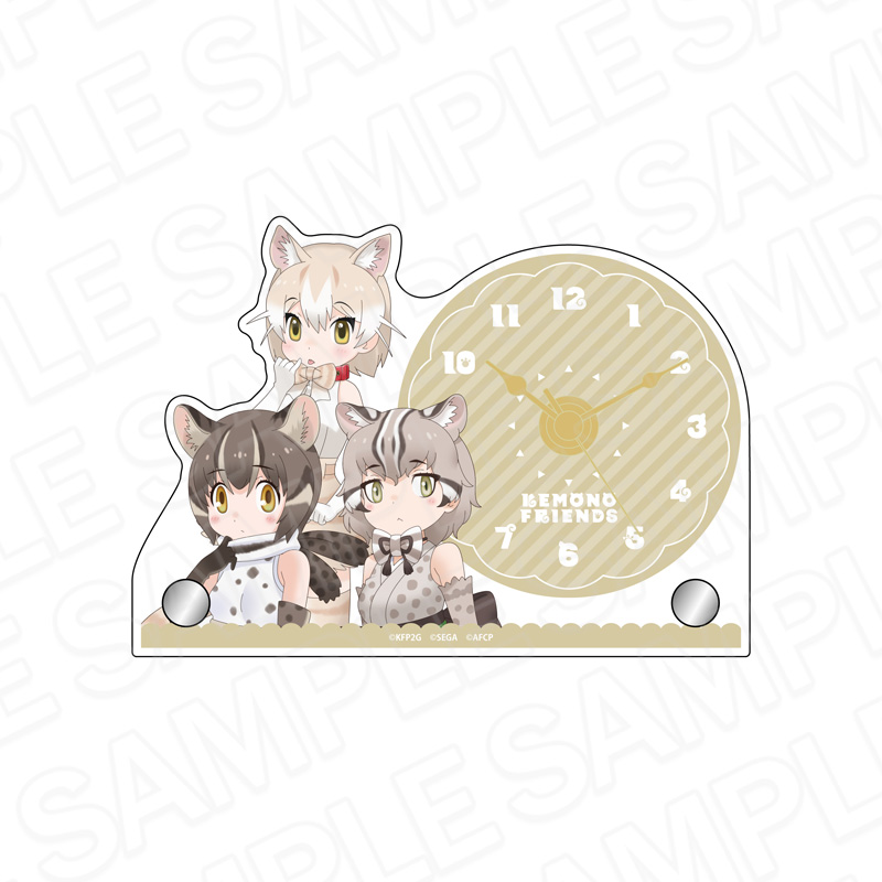 けものフレンズ3_ミニアクリルクロック イエネコ&イリオモテヤマネコ&ツシマヤマネコ
