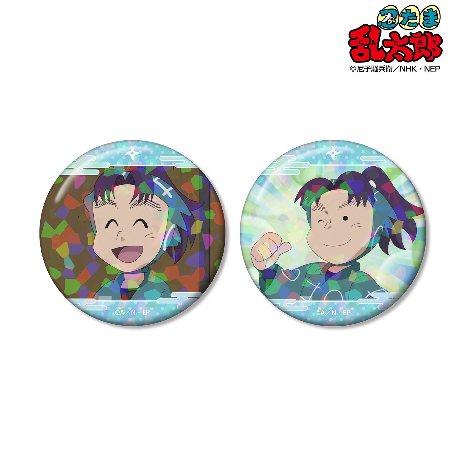 忍たま乱太郎_加藤団蔵 場面写ホログラム缶バッジ2個セット