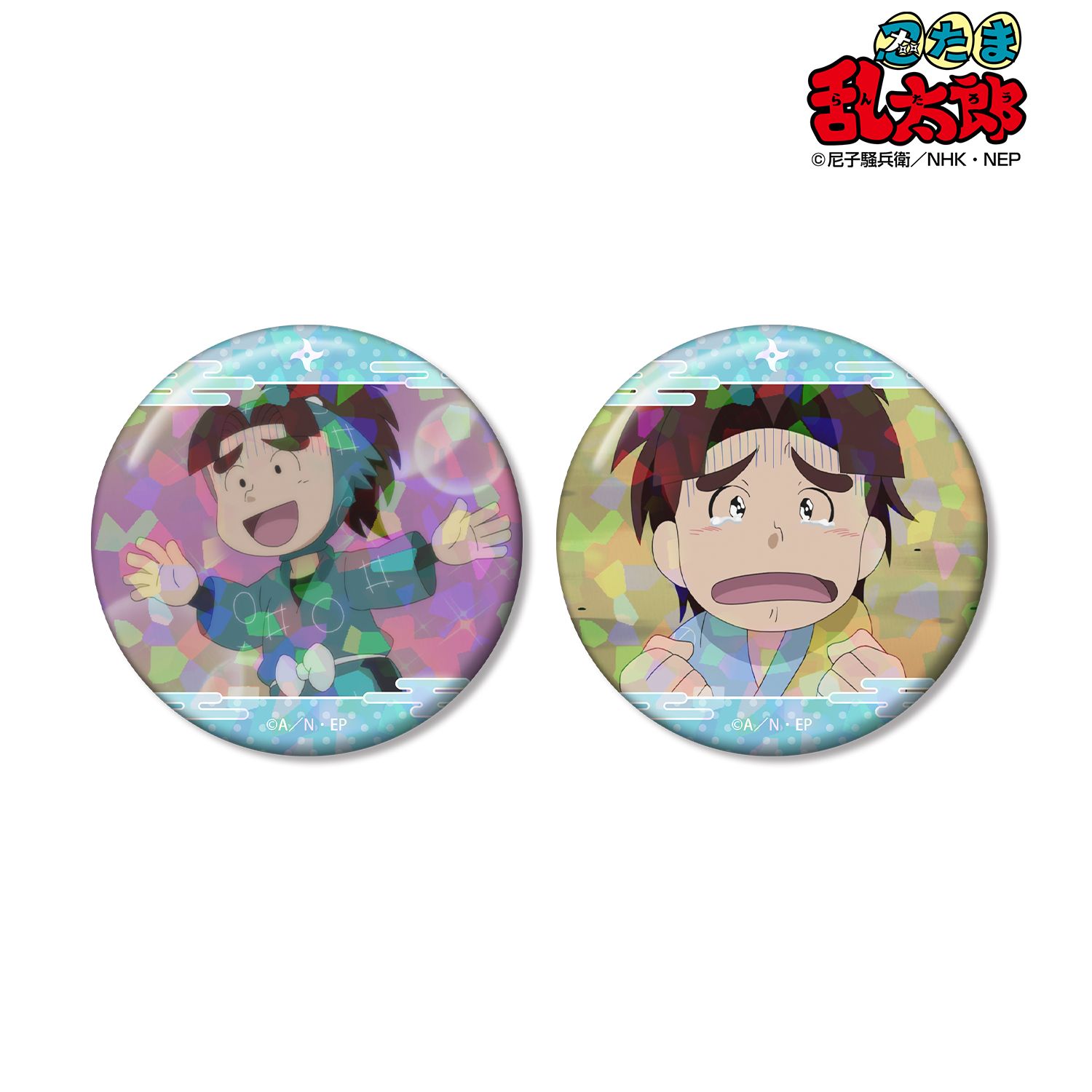 忍たま乱太郎_初島孫次郎 場面写ホログラム缶バッジ2個セット